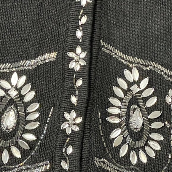 Vintage Extra Point Cardigan Sweater Size 3X Black Bling Rhinestones Snap Front - Picture 8 of 10